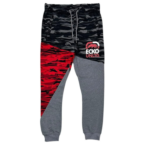 Ecko Unltd Men's Sweatpants Camo Colorblock Fleece Jogger (Medium, Grey Marled)