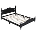 thumbnail image 5 of Black Wood Queen Bed Frame with Headboard, Retro Platform Design, No Box Spring Needed, Easy to Assemble, Strong Slat Support, 5 of 10