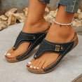 thumbnail image 6 of Miluxas Wedge Sandals for Women Summer Casual T Straps Clip Toe Flip Flops Lightweight Comfortable Ladies Beach Shoes Slides Black 7.5(40), 6 of 9