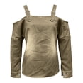 thumbnail image 4 of Umfun Women's Cold The Shoulder Top Long Sleeve Buckle Strap Blouse - Casual Loose Fit Tunic Shirt for Daily Wear, 4 of 8