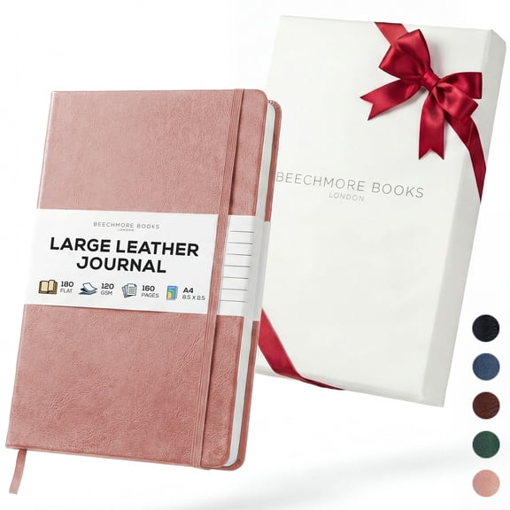 BEECHMORE BOOKS Lined Journal Notebook, 8.5 x 11.5 inch, A4 160 Lined Pages, Hardcover Leather Journals for Women, Men, Writing and Notebooks for Work - 120 GSM Thick Paper, Gifts Box Included