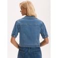 thumbnail image 4 of DARING DIVA Women's Short Sleeve Button Down Denim Jackets with Pockets S Light Blue, 4 of 7