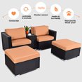 thumbnail image 4 of Gymax 5PCS Chaise en Osier d'Extérieur Salon Ensemble Sectionnel Lit de Repos Pouf, 4 of 10