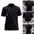 thumbnail image 3 of fastboy Chef Jacket Short Sleeve Cooking Clothes Simple Chef Coat for Restaurant Black 4XL, 3 of 8