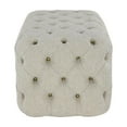 thumbnail image 6 of DecMode 28" x 19" Beige Linen Fabric Tufted Ottoman, 1-Piece, 6 of 8