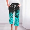 thumbnail image 2 of Virmaxy Womens Straight-Leg Capris Pants Fall Hemp Print Loose Fashion Drawstring Trousers Seven-Quarter Trousers Long Trousers Multicolor-P XL, 2 of 5