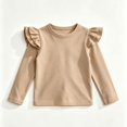 thumbnail image 3 of YOUYEDIAN Girls Long Sleeve Shirt Toddler Soft Comfy Crewneck Tops with Ruffle Trim, 3 of 5