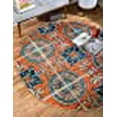 thumbnail image 3 of Unique Loom Estrella Floral Geometric Area Rug 8' x 8' Round Orange/Blue, 3 of 10