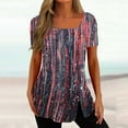 thumbnail image 2 of DPTALR Femmes Casual Imprimé Col Carré Boutons Manches Courtes Tops Chemisiers Amples, 2 of 5