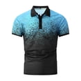 thumbnail image 4 of ZVNAΖH Men's Short Sleeve Polo Shirt, Casual Gradient Print 3 Button Collar Tops Summer Lightweight Breathable Shirts for Golf, Vacation & Everyday Use, 4 of 5