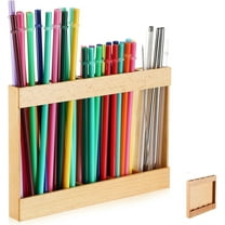 Wooden Straw Holder with Double Sided Adhesive Tape Tumbler Straw Organizer for Cupboard Reusable Tumbler Storage Container for Kitchen Counter(Wood Color)