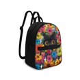 thumbnail image 2 of HELLHERO Black Cat Floral Design Travel Shoulder Bags with Front Pocket Small Backpack Purse for Gym Outing, Polyester Lightweight Back Pack, 2 of 8