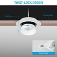 thumbnail image 3 of 5CCT Trimless 3"LED Recessed Light, 15W 120V Ceiling Canless Round Commercial Dimmable LED Downlight with Junction Box, 2700K-5000K 950 LM CRI 90+, 3 of 7