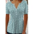 thumbnail image 5 of Dot Manga Corta Tops para las Mujeres 2024 Primavera Botón Blusas Sueltas Camisas Casuales V-Cuello Impreso Camisetas, 5 of 5