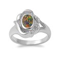 thumbnail image 1 of Oval Center Black Simulated Opal Ring Sterling Silver Size 9, 1 of 2