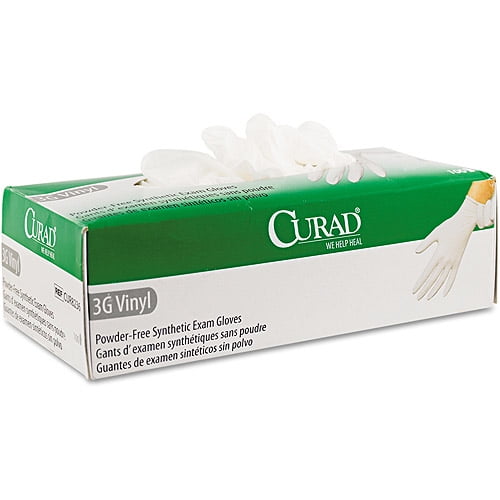 Curad 3G Synthetic Vinyl Powder-Free Synthetic Exam Gloves, 100 count by Medline Industries