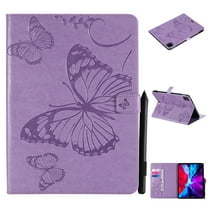 Dteck for iPad Pro 11 inch 4th Gen (2022)/3rd/2nd/1st Gen(2021/2020/2018),for iPad 10.9 Inch 2022/2020 iPad Air 5th/4th Embossed Butterfly PU Leather Folio Stand Case with Card Holders, Purple