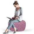 thumbnail image 2 of Abstract Pouf Cover with Zipper, Ornamental Design of Round Motifs Placed in Rhombus Feels, Soft Decorative Fabric Unstuffed Case, 30" W X 17.3" L, Pale Yellow Purple, by Ambesonne, 2 of 5