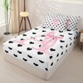 thumbnail image 2 of Manfei Pink ABC Print A Zipper Twin Comforter Sets with Fitted Sheet and 2 Pillowcases,Cute Coquette Bowknot Zipper Bedding Set,Pink Reversible,4pcs, 2 of 7