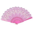 thumbnail image 2 of Bifavgk Hand Fans For Women Foldable Folding Fans Handheld Chinese Style Dance Wedding Party Lace Silk Folding Hand Held Flower Fan Black Handheld Fan Hand Fan Hand Held Fan Pink, 2 of 2
