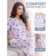 thumbnail image 4 of Casual Nights Women's Snap Front House Dress, Lightweight Short Sleeve Cotton-Poly Knit Duster Robe with Pockets, Mid-Calf, Floral Purple Medium, 4 of 6
