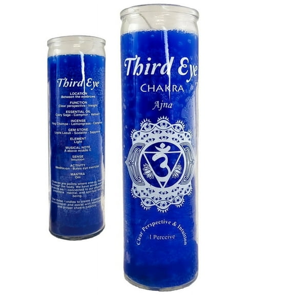 7 Day Candle Third Eye Chakra - Alleged Ajna Blue Glass Jar Candle