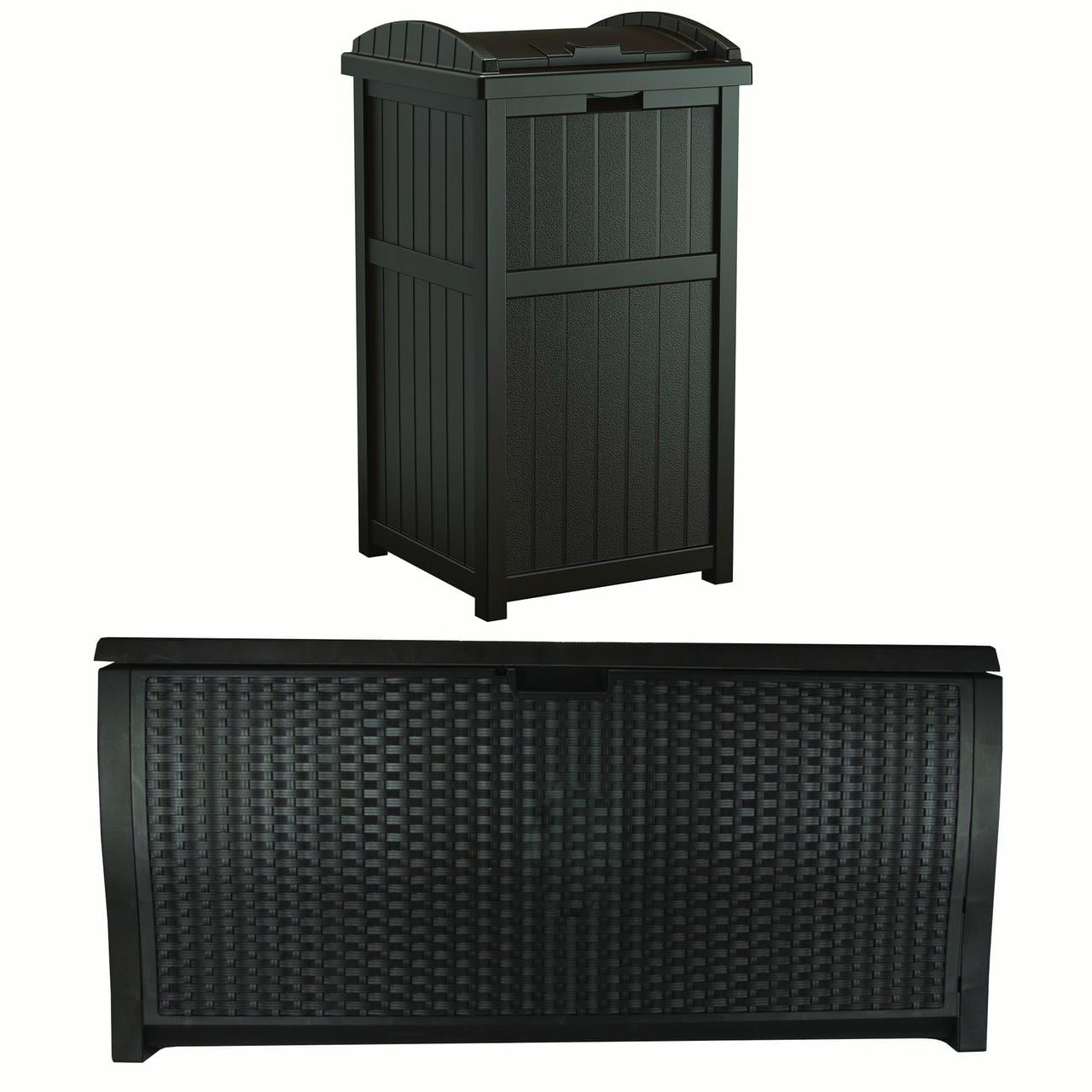 Suncast Trash Hideaway Outdoor 33 Gallon Garbage & 99 Gallon Backyard