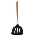 thumbnail image 3 of Utensilios de cocina de silicona negros, juego de cuchara espátula de cocina para el hogar, espátula con mango de madera, cuchara para setos, juego de cocina para sopa, 4 Uds., 3 of 5