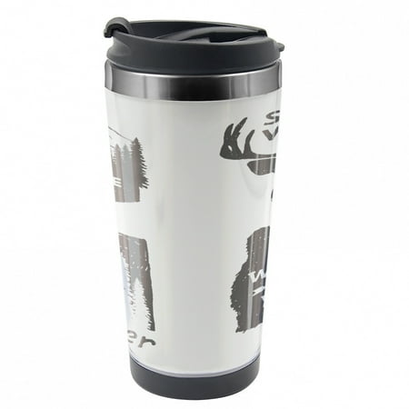 

Saying Travel Mug Stay Wild and Wander Steel Thermal Cup 16 oz by Ambesonne