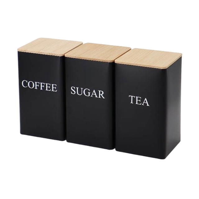 Envases de té azúcar y café Naiovety 3 piezas tapa de bambú negro