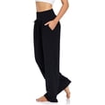 thumbnail image 5 of Pantalones de chándal de cintura alta y pierna ancha para mujer: pantalones palazzo de yoga con bolsillos, tejido elástico, para todas las ocasiones, tallas S-XXL, 5 of 5