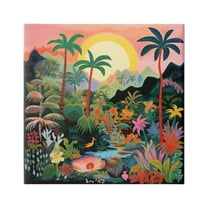 Stupell Industries River & Tropical Vegetation Landscape Painting Gallery Wrapped Canvas Art Print Wall Art, 17 x 17