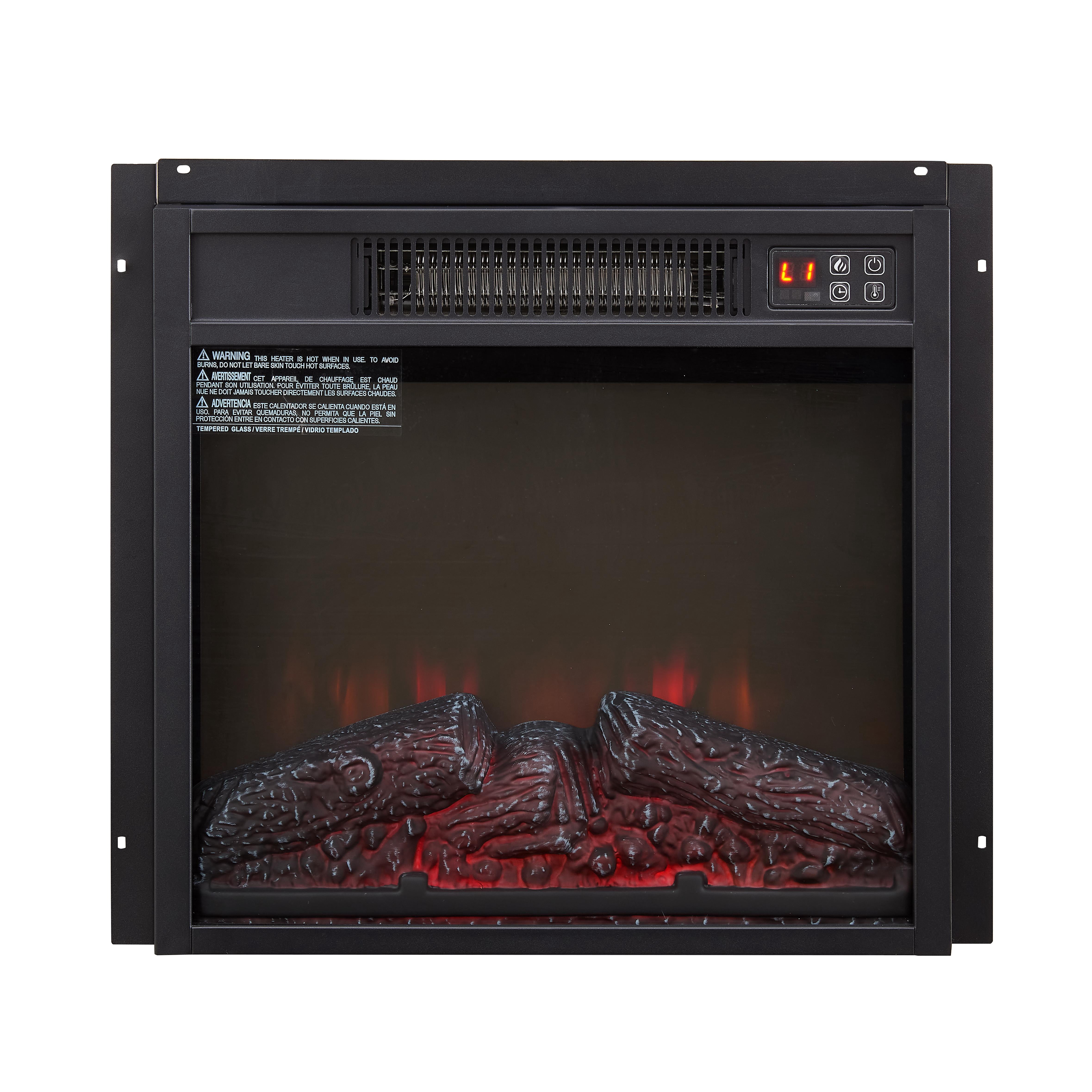 Yoneston 18" Slim Electric Fireplace Insert Heater with Remote Control, LED Fireplace Heater with Adjustable Flame Intensity and Temperature, Black