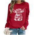 thumbnail image 4 of WEAIXIMIUNG Chandails en Molleton pour Femmes Tendance Fermeture à Glissière Automne et Hiver 2024 Col Rond Mode Imprimé Vache Manches Longues Mode Décontractée Top Sortie, 4 of 4