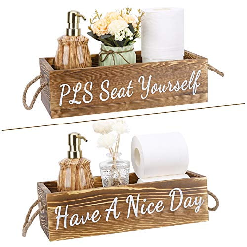 Details about   Open Box SESEAT 2 Pack Wooden Bathroom Decor Box 