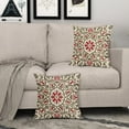 thumbnail image 3 of Brown Red Boho Pillow Covers 16 X Inch Bohemian Ethnic Carpet Style Vintage Flower Print Decorative Throw Pillows Outdoor Linen Square Cushion Case Farmhouse Decor Set of 2, 3 of 6