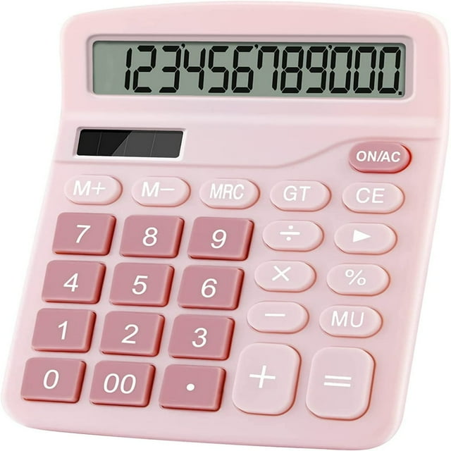 MesaSe Office Desktop Calculator 12-Digit Basic Standard Calculator with Large LCD Display Dual Power Solar Handheld Desktop Calculator for Office School Home Business