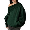 thumbnail image 2 of AUNVITO Women's Convertible Hooded Sweatshirt Asymmetrical Shoulder Casual Long Sleeve Pullover, 2 of 9