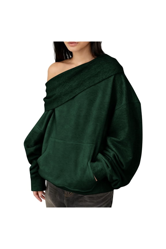 Womens Oversized Hoodies Off The Shoulder Sweatshirts Trendy Y2k Workout Fashion Pregnancy Pullover Sweaters Winter Clothes