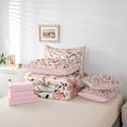 thumbnail image 5 of Feelyou Botanical Floral Leaf Bedding Comforter Set 7pcs, Fashion Pink Flower Queen Bedding Sets, Teens Women Girls Reversible Queen Sheet Sets, Breathable Home Decor, 5 of 7