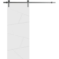 Sturdy Barn Door 42 x 96 inches | Planum 0990 Painted White | Stainless Steel 8FT Rail Hangers Heavy Set | Solid Panel Interior Doors