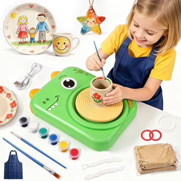 Gofunly 10pcs/set Pottery Wheel for Kids Teens & Adults Beginners,Complete Pottery Kit,1.10Lb Air Dry Clay, Crafts Kit for Home DIY, Ceramic Work & Art Creation, Clay Tools Included
