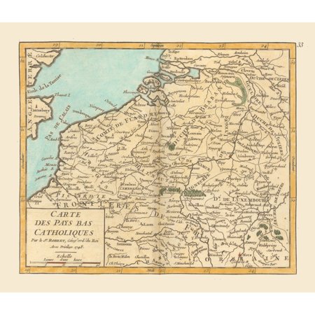 Historic Map - Catholic Belgium Netherlands - Robert 1748 - Vintage Wall Art