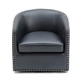 thumbnail image 4 of Home Square Faux Leather Swivel Arm Chair, Midnight Blue with Nailhead Trim, Set of 2, 4 of 11