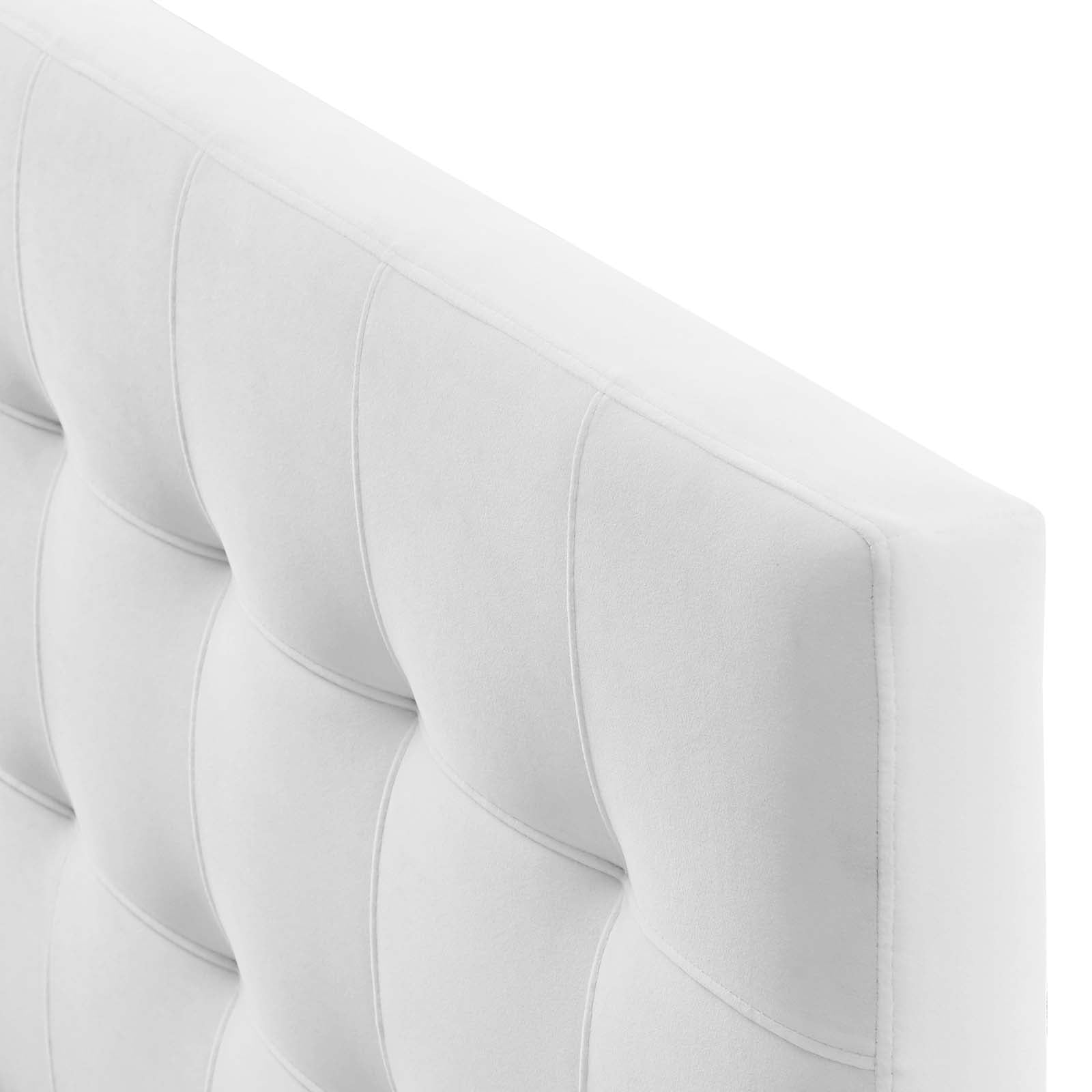 Contemporary Modern Urban Designer Bedroom King Size Tufted Headboard, Velvet Fabric, White
