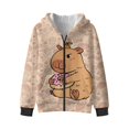 thumbnail image 3 of KUIFORTI Cute Capibala Sweater for Girls 8-10 Fleece-Lined Skin-Friendly Lined Zip Up Hooded Sweatshirts for Girl Breathable Casual Long Sleeve Jacket for Daily Life, 3 of 6