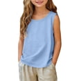 thumbnail image 3 of Tranfacy Girls Summer Tank Top Solid Sleeveless Round Neck Casual Daily Layering Outer Wear Shirts, 3 of 5