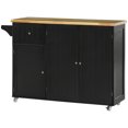 thumbnail image 1 of CoSoTower Rolling Kitchen Island with Storage, Utility Kitchen Island Cart with Drawer, Cabinets, Towel Rack and Rubber Wood Top, 1 of 7