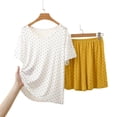 thumbnail image 4 of Ohufall Women Pajama Sets Polka Dol Short Sleeve Crew Neck Top Comfort Soft Summer Shorts Pajama Set, 4 of 4