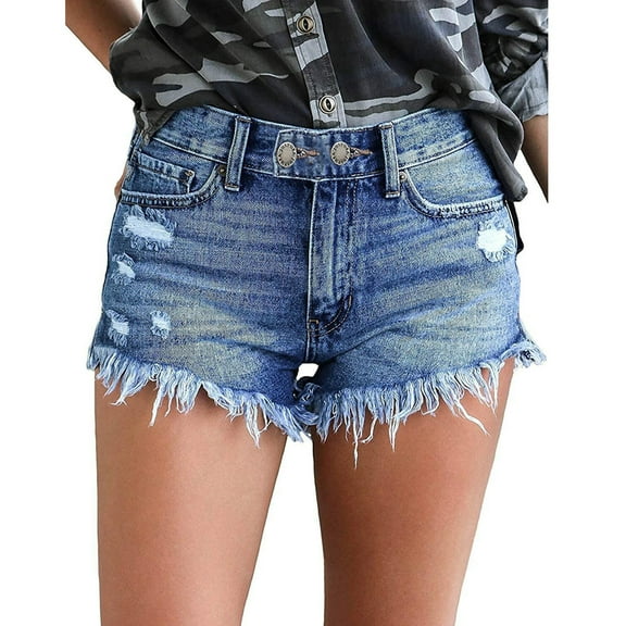 Aayomet Comfy Shorts For Women Women Cut Off Low Waist Denim Jeans Shorts Mini Hot Pants Blue,XL